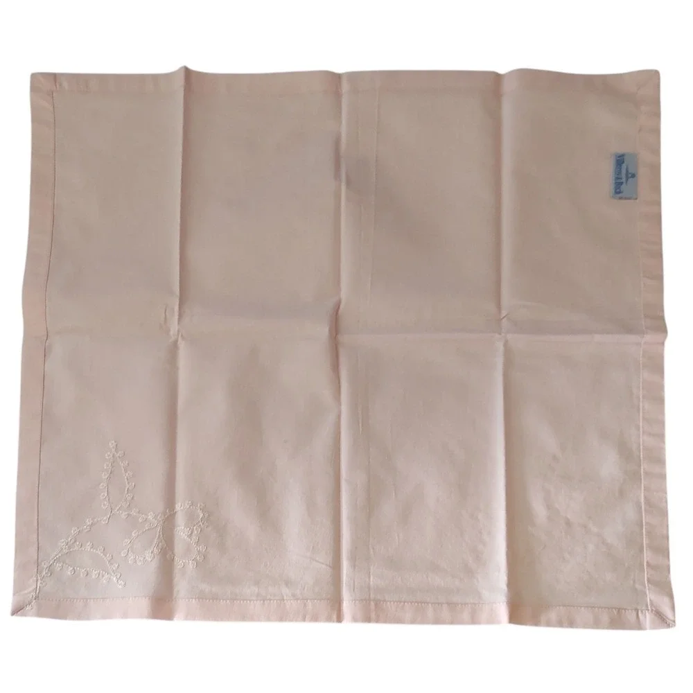 Villeroy and‎ Boch Embroidered Napkins Cotton Light Pink Peach Set of Four